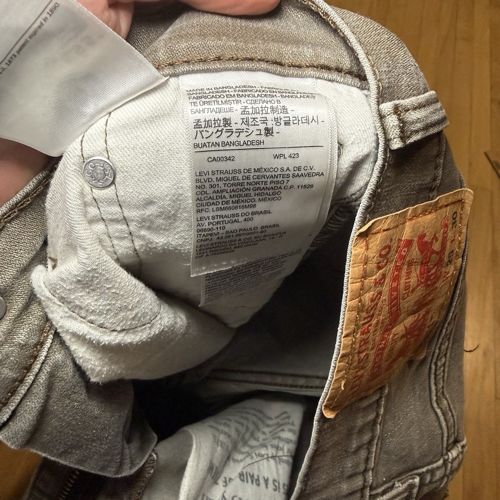 Levis‎ 511 Jeans Mens 29x30 Grayish Green Slim Straight Stretch Light Wash Denim - Picture 3 of 12